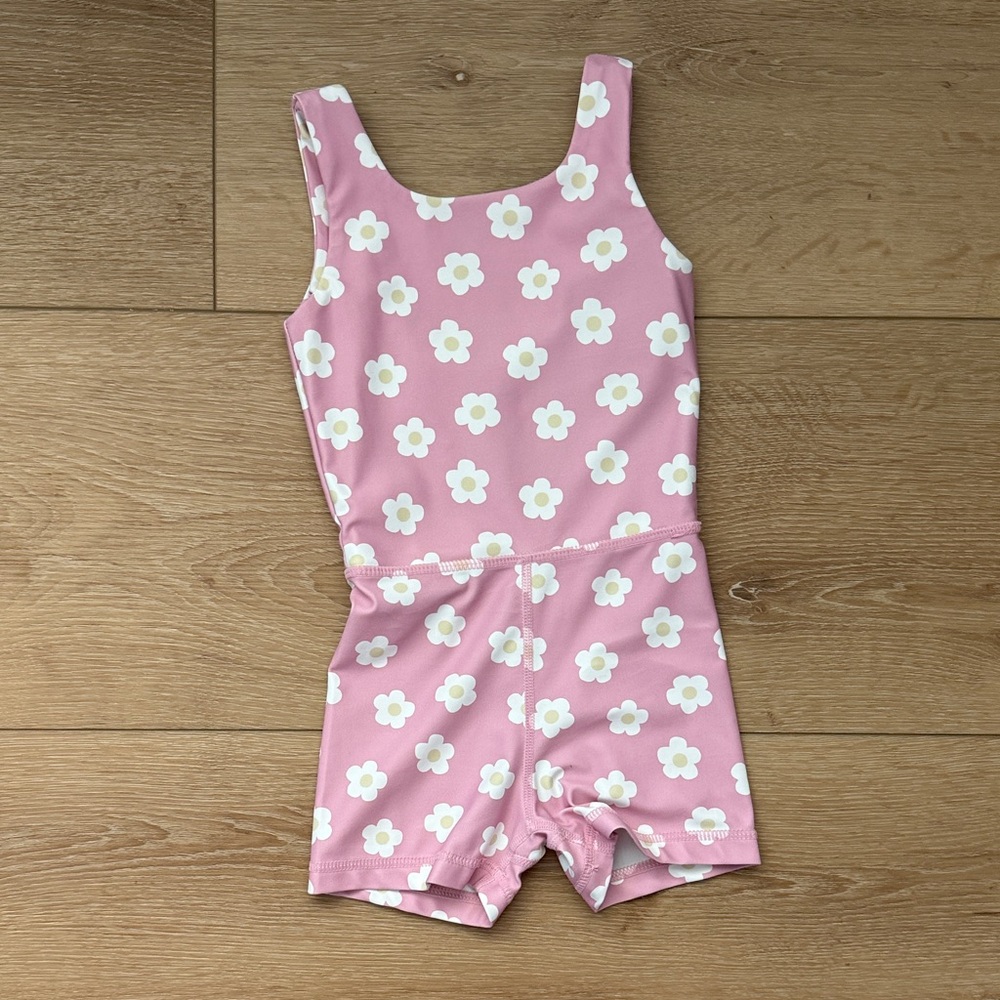 Tullabee Pink Daisy Print Girls Active Romper